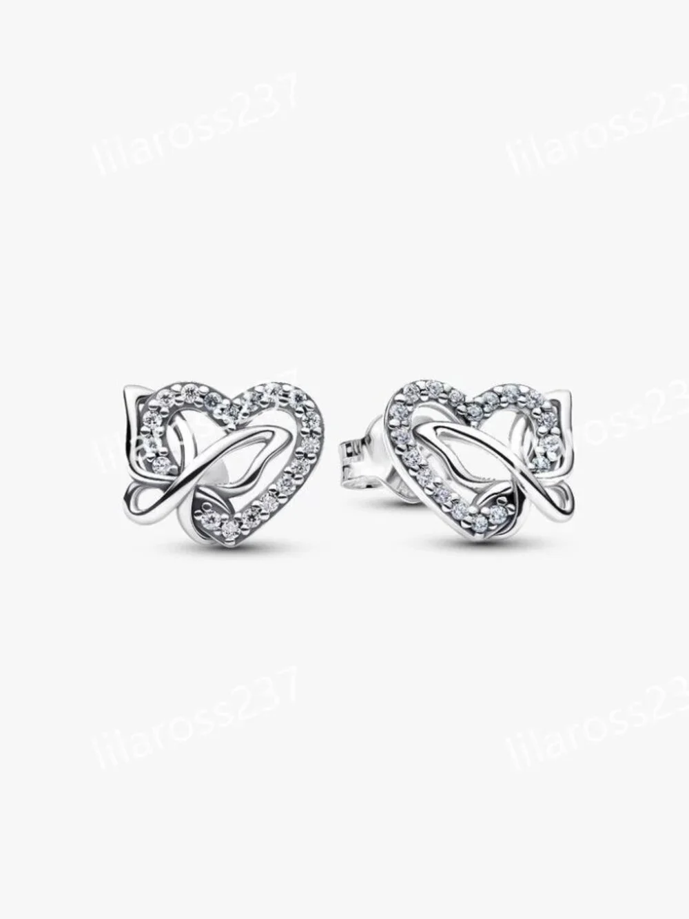 Entwined Heart & Butterfly Stud Earrings